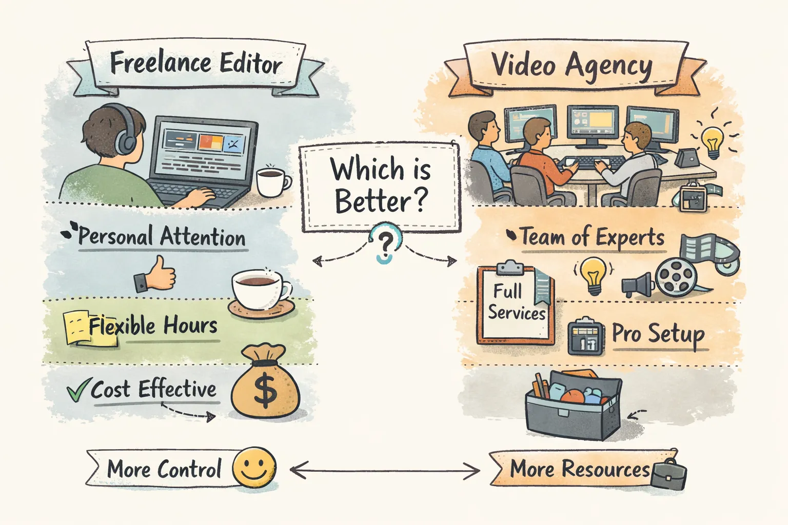 freelance video editor vs agency